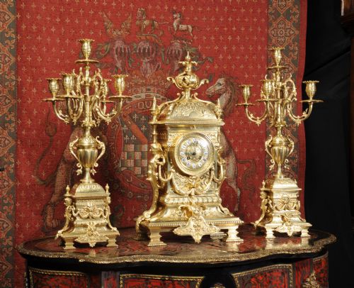 fig 3. Huge Antique French Gilt Bronze Clock Set
