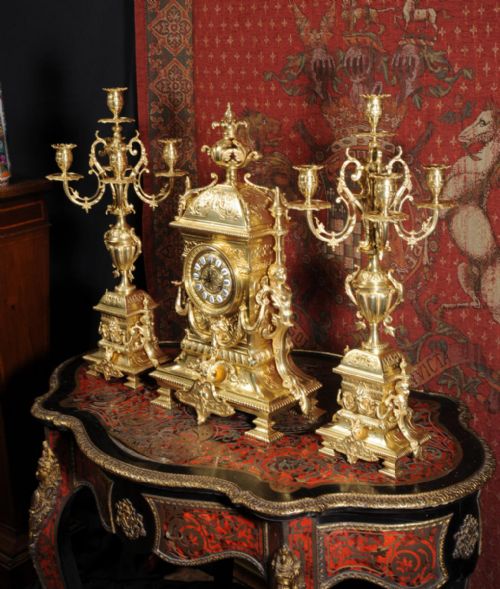 fig 4. Huge Antique French Gilt Bronze Clock Set