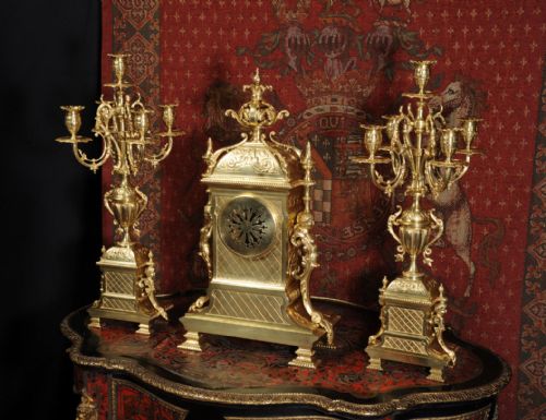 fig 5. Huge Antique French Gilt Bronze Clock Set