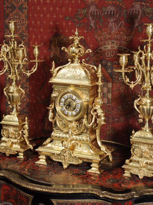 fig 6. Huge Antique French Gilt Bronze Clock Set