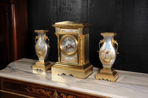 fig 1. Large St Denis Porcelain Mounted Gilt Bronze Clock Set
by Achilles Brocot