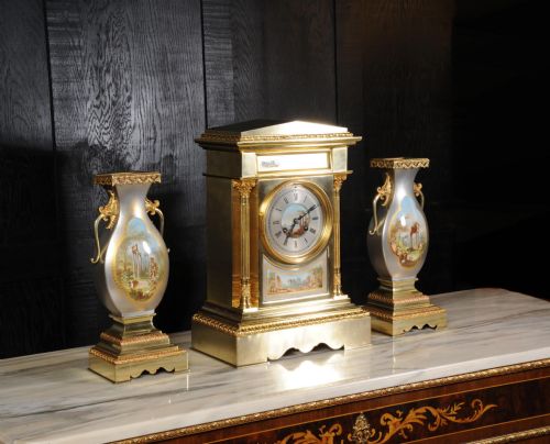 fig 2. Large St Denis Porcelain Mounted Gilt Bronze Clock Set
by Achilles Brocot
