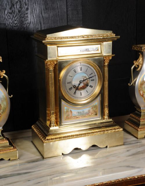 fig 6. Large St Denis Porcelain Mounted Gilt Bronze Clock Set
by Achilles Brocot