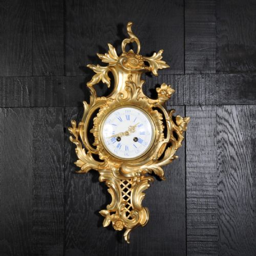 Antique French Rococo Cartel Wall Clock by Japy Freres