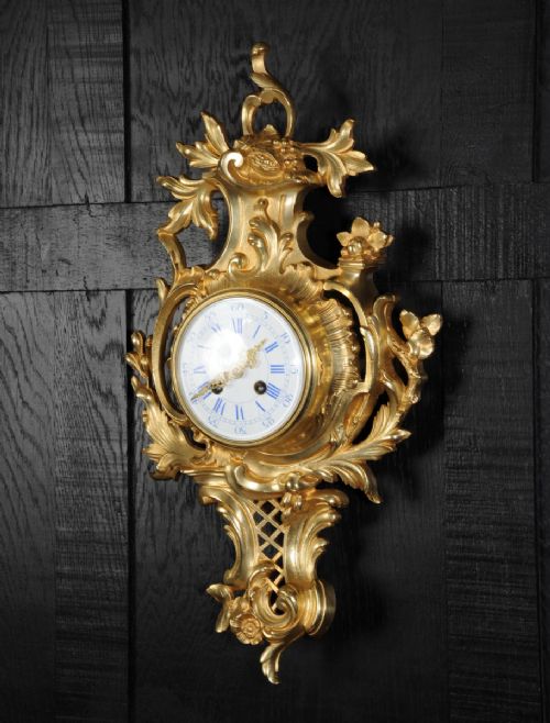 fig 1. Antique French Rococo Cartel Wall Clock by Japy Freres