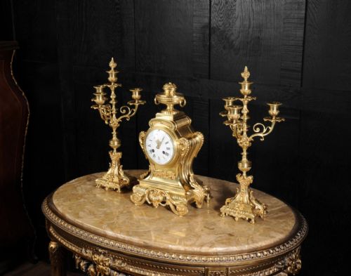 fig 3. Louis XVI Bronze Clock Set ~ French - Dated 1888 ~