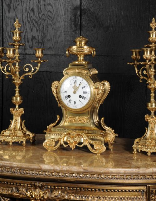 fig 7. Louis XVI Bronze Clock Set ~ French - Dated 1888 ~