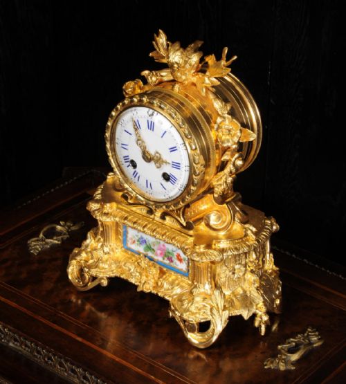 fig 1. Stunning Early Ormolu and Sevres Porcelain Boudoir Clock ~ Rollin A Paris