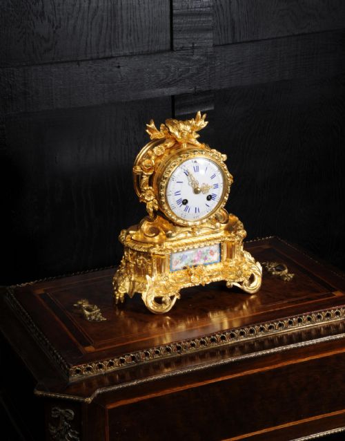 fig 2. Stunning Early Ormolu and Sevres Porcelain Boudoir Clock ~ Rollin A Paris