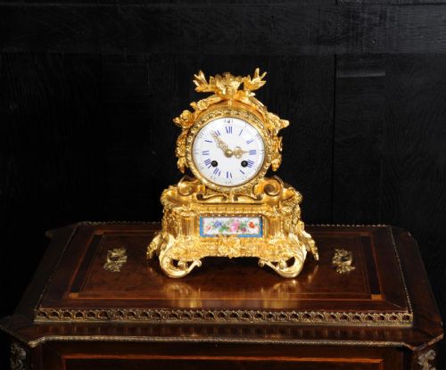 fig 4. Stunning Early Ormolu and Sevres Porcelain Boudoir Clock ~ Rollin A Paris
