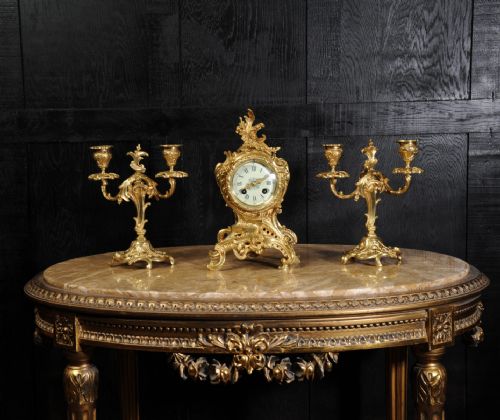 fig 2. Louis Japy Rococo Boudoir Clock Set, small and delicate