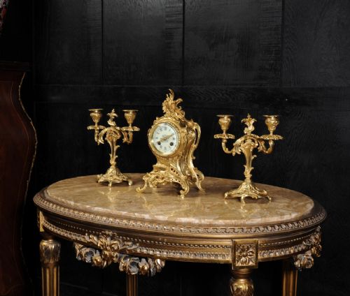 fig 3. Louis Japy Rococo Boudoir Clock Set, small and delicate