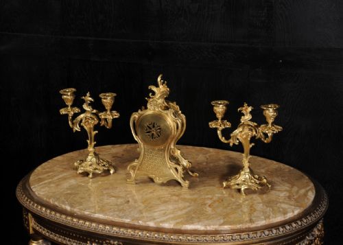 fig 4. Louis Japy Rococo Boudoir Clock Set, small and delicate