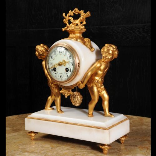 fig 1. Stunning Antique French Clock, Cherub Carriers