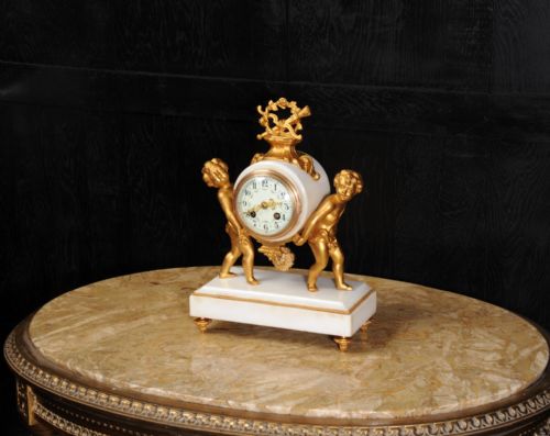 fig 3. Stunning Antique French Clock, Cherub Carriers