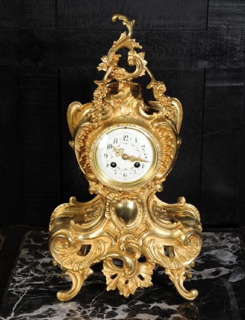 fig 1. Stunning Antique French Gilt Bronze Rococo Clock
