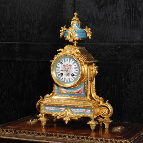 Japy Frères Sèvres Porcelain and Ormolu Boudoir Clock