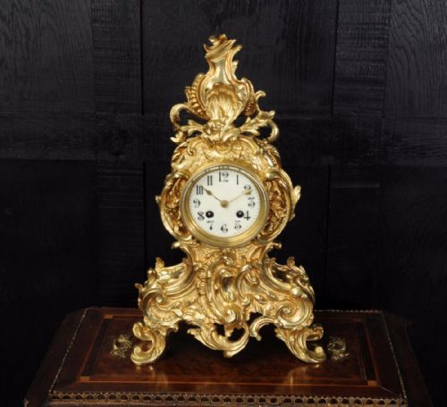 Antique French Gilt Bronze Rococo Clock
