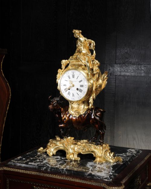 fig 1. Antique French Bronze and Ormolu Clock - Europa and the Bull by Meunier, Paris