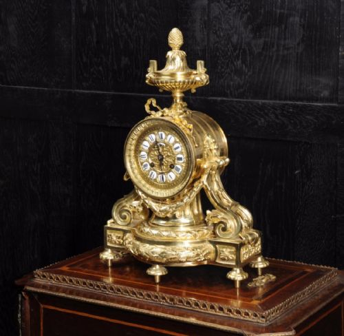 Superb Neoclassical Drum Head Clock by Richond Paris