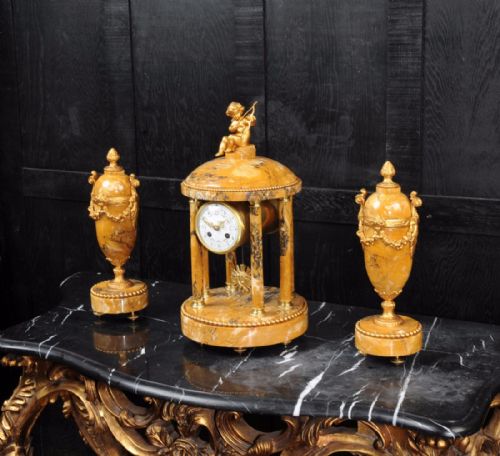 fig 1. Grand Tour Style Portico Clock Set by Samauel Marti