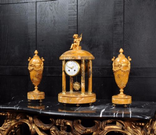 fig 3. Grand Tour Style Portico Clock Set by Samauel Marti