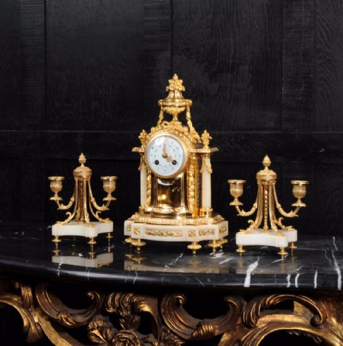 fig 1. Ormolu and Marble Clock Set by Samuel Marti