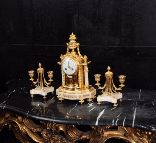 fig 2. Ormolu and Marble Clock Set by Samuel Marti
