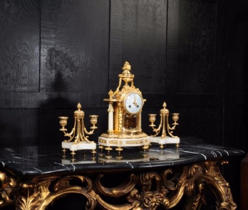 fig 3. Ormolu and Marble Clock Set by Samuel Marti