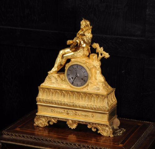 fig 1. Early Ormolu Clock ~ Cavalier Playing a Guitar