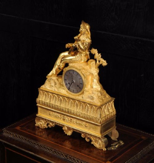 fig 4. Early Ormolu Clock ~ Cavalier Playing a Guitar