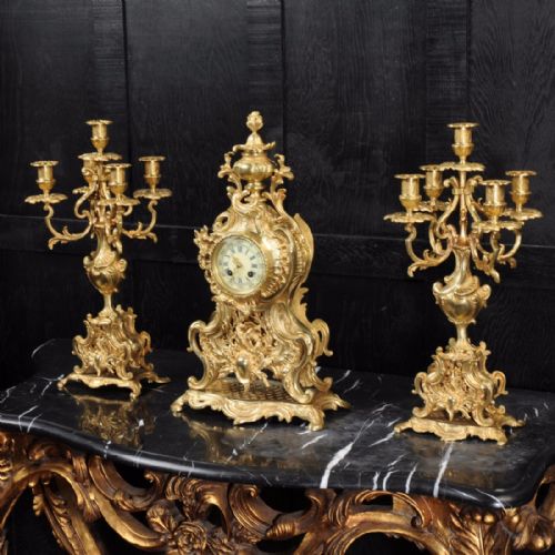 Large Rococo Clock Set by a D Mougin