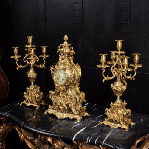 fig 2. Large Rococo Clock Set by A D Mougin