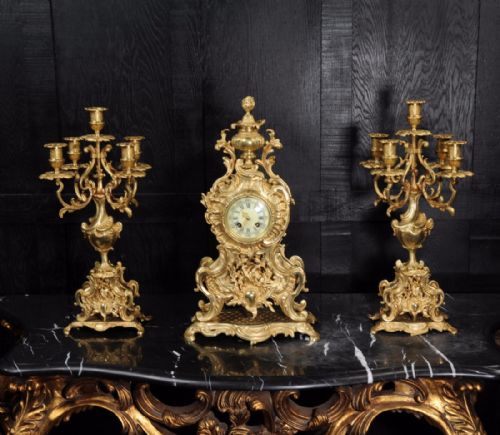 fig 3. Large Rococo Clock Set by A D Mougin
