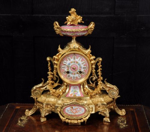 Ormolu and Sèvres Porcelain Boudoir Clock