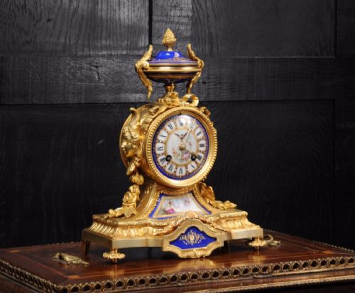 fig 1. Japy Freres Ormolu and Sevres Porcelain Boudoir Clock
