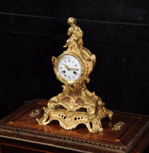 fig 3. Antique French Gilt Bronze Rococo Boudoir Clock