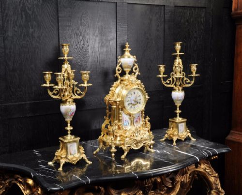 fig 1. Large Ormolu and Sèvres Porcelain Clock Set