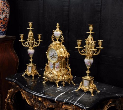 fig 2. Large Ormolu and Sèvres Porcelain Clock Set