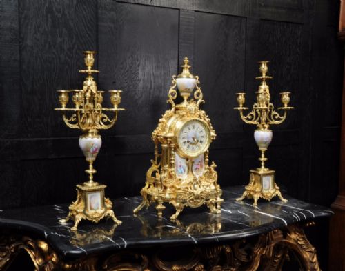 fig 3. Large Ormolu and Sèvres Porcelain Clock Set