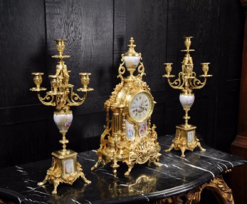 fig 4. Large Ormolu and Sèvres Porcelain Clock Set