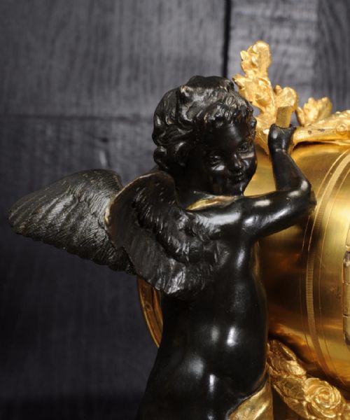 fig 2. Antique French Bronze, Ormolu and Marble Boudoir Clock Set