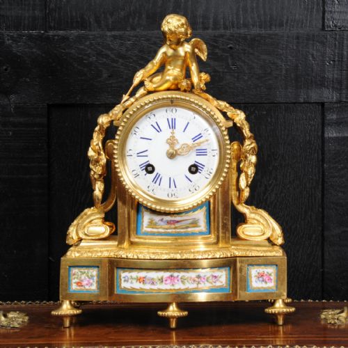 Japy Freres Early Ormolu and Sèvres Porcelain Clock ~ Cupid