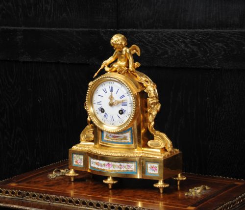 fig 1. Japy Freres Early Ormolu and Sèvres Porcelain Clock ~ Cupid