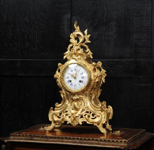 fig 1. Japy Freres Early Ormolu Rococo Boudoir Clock