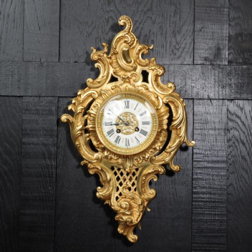 Antique French Rococo Cartel Wall Clock by Japy Freres