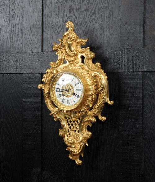 fig 3. Antique French Rococo Cartel Wall Clock by Japy Freres