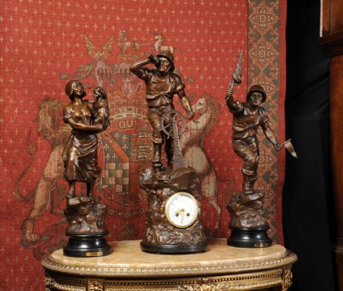fig 1. Very Large and Stunning Antique French Figural Clock Set
After XAVIER RAPHANEL