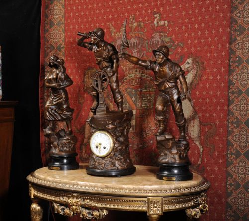 fig 2. Very Large and Stunning Antique French Figural Clock Set
After XAVIER RAPHANEL