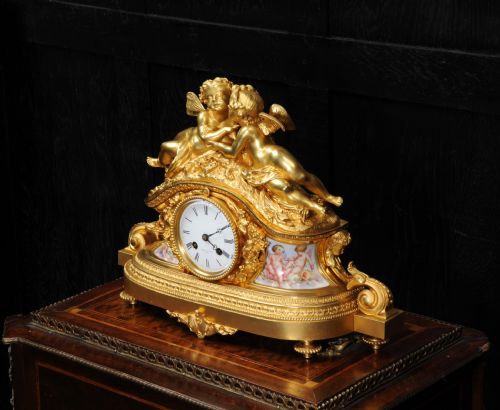 fig 2. Fine and Early Ormolu and Porcelain Clock ~ Cherubs